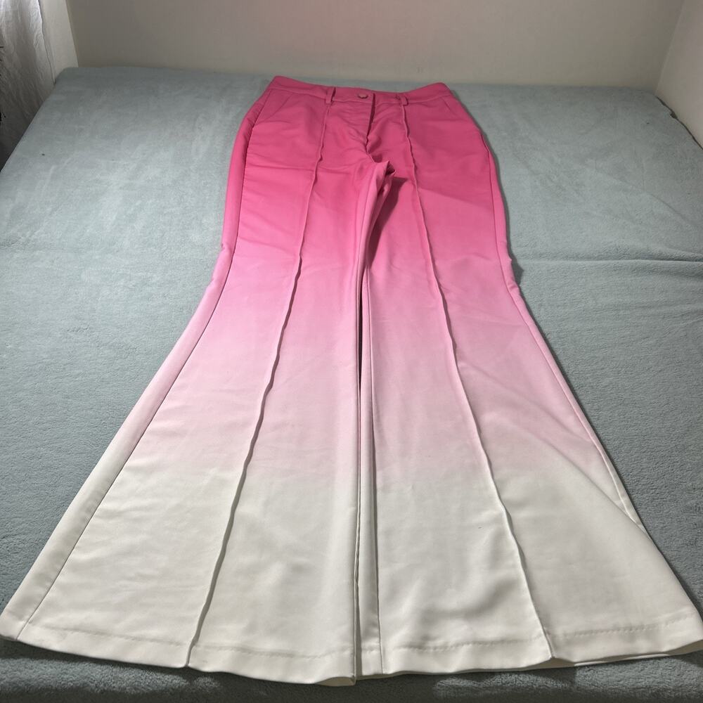 Y2k 2000s Beyond Baggy Dojo Jeans Womens Med 28x32 Flare Bell Bottoms Pink Wide